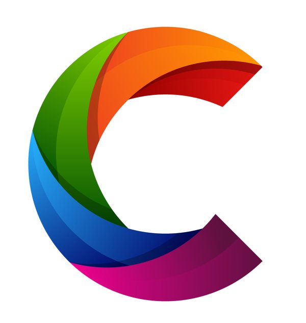 colorful striated letter C